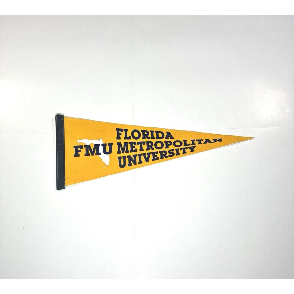 Vintage Florida Metropolitan University FMU Pennant Yellow Flag Florida Rare